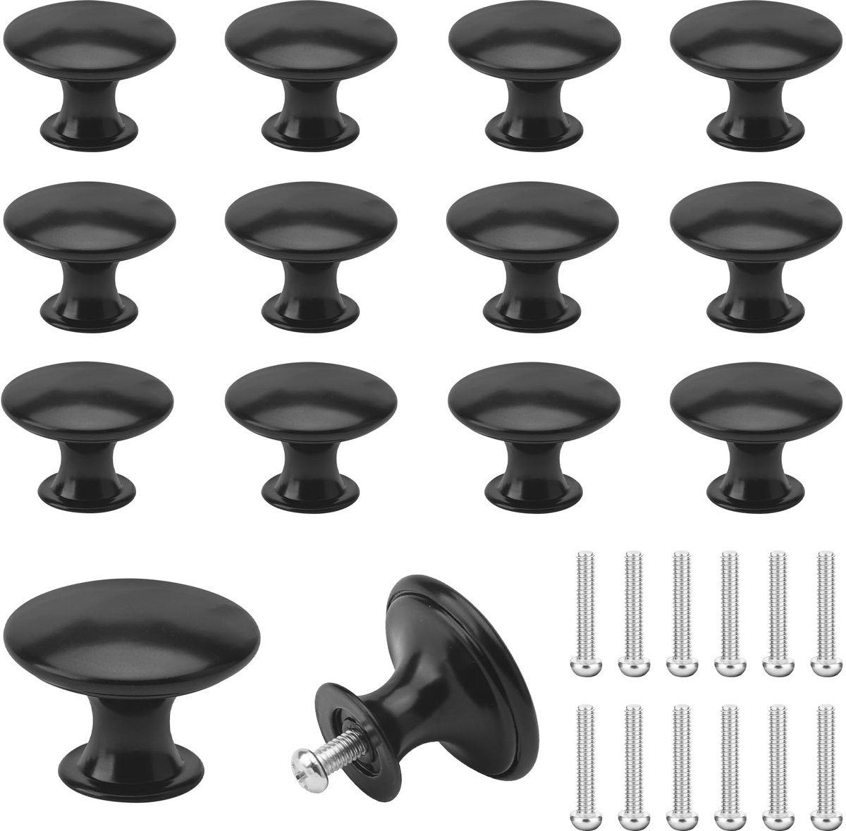Ibenzoa® Zwart Metalen Meubelknoppen Set van 12 met Schroeven voor Kast en Lade, Moderne en Vintage Stijl