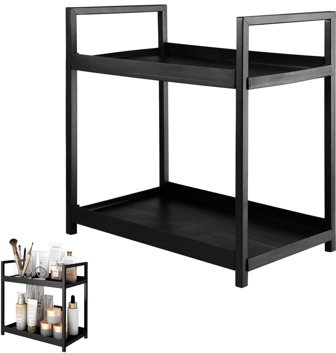 Ibenzoa® Multifunctionele Twee-Lagen Organizer voor Badkamer, Keuken en Slaapkamer - Zwart