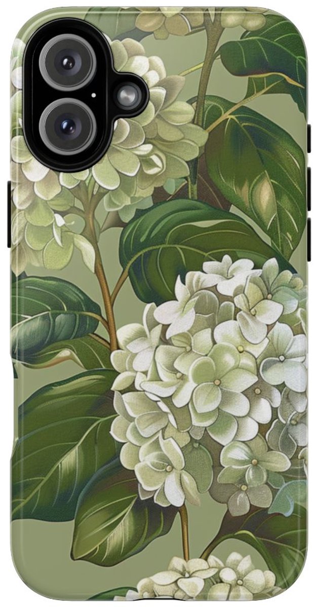 Realistisch Witte Hortensia Bloemenpatroon – Telefoonhoesje Geschikt voor iPhone 16 Plus