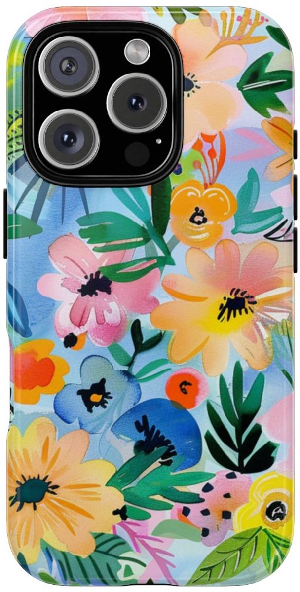 Aquarel Bloemenpatroon – Telefoonhoesje Geschikt voor iPhone 16 Pro