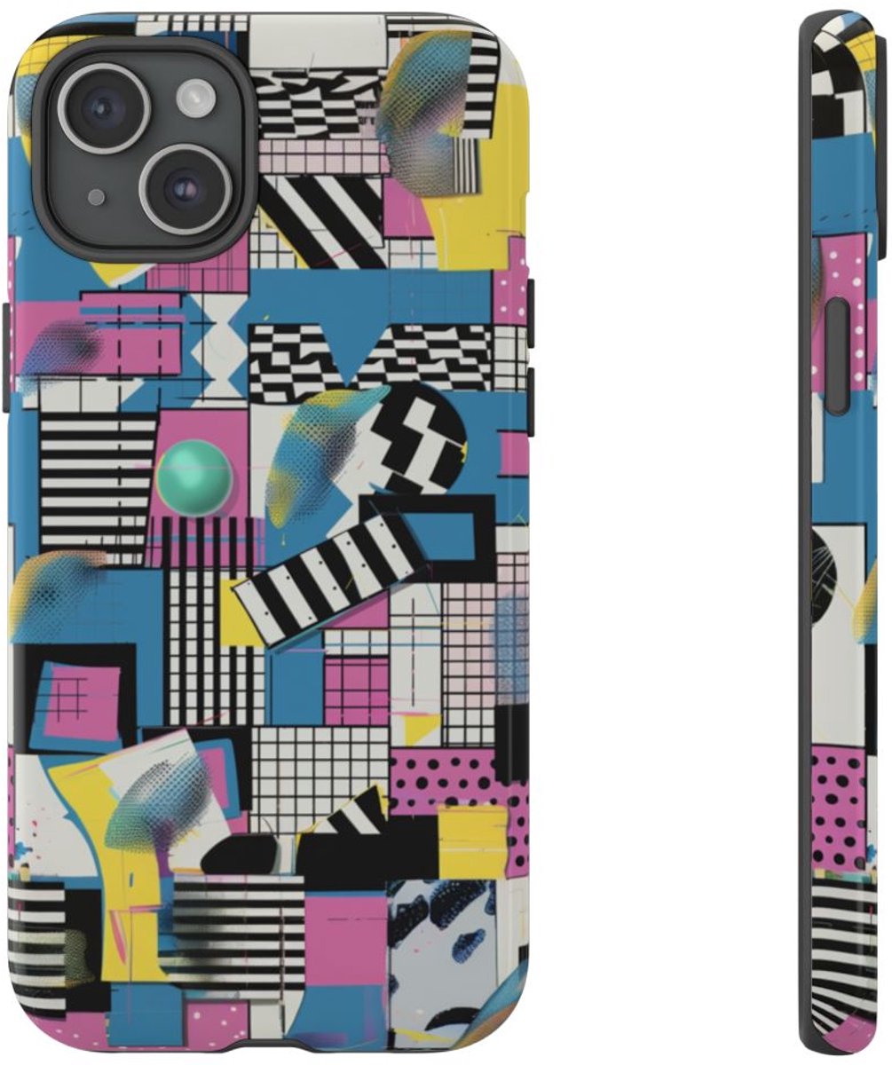 Kleurrijk Geometrisch Abstract Patroon – Telefoonhoesje Geschikt voor iPhone 15 Plus
