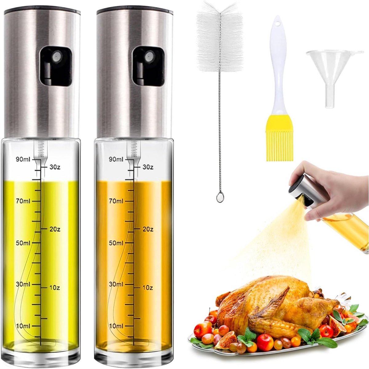 EXCITAT Oliekan - Olieverstuiver - Keukenolieverstuiver - 100 ml oliekan - Controleer oliegebruik - Geschikt voor salades, grillen en koken in de keuken - 18 * 3,7 cm