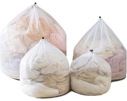 Waszakken - Waszakken van mesh - Verstelbare banden - Duurzame nylon voering - Sluiting met trekkoord - Ideaal voor studenten, studentenhuizen en appartementen - 4 stuks - 4 maten