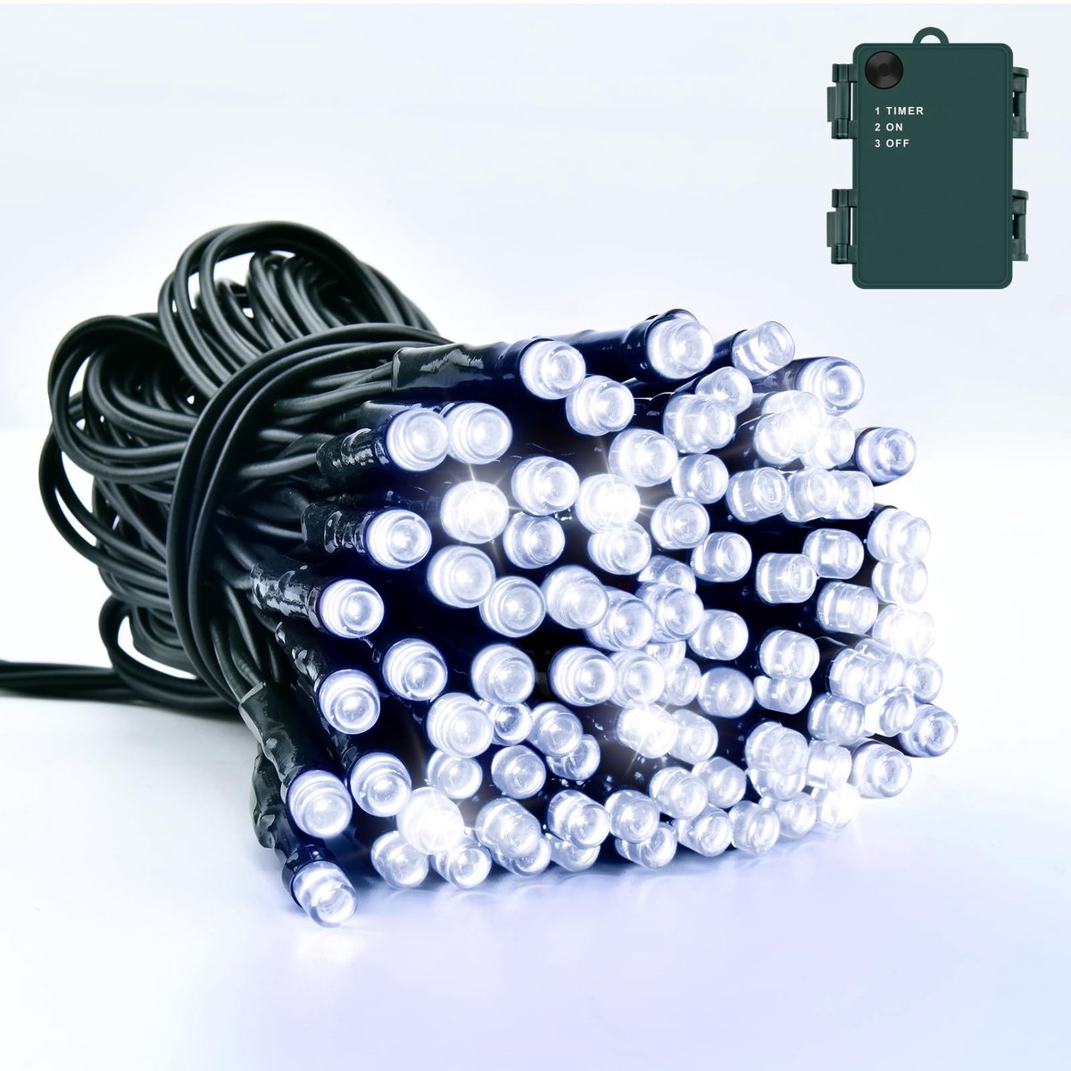 Ibenzoa® Koud wit LED-lichtsnoer met batterij en timer voor binnen- en buitendecoratie