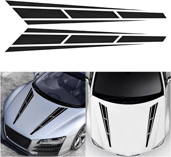 Set van 2 Auto Motorkap Strepen Stickers Vinyl Strepen Decoratie voor ...