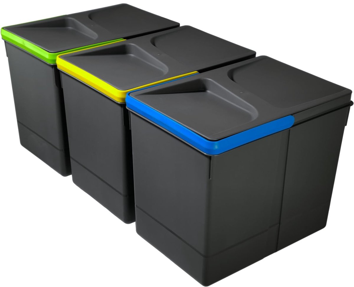 Ruimtebesparende afvalcontainer - anti-geur - 1 stuk - gerecycled plastic