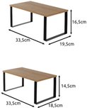 Afmetingen van twee Ruhhy aanrecht rekjes. Boven 33,5x19,5x16,5cm, onder 33,5x18,5x14,5cm.
