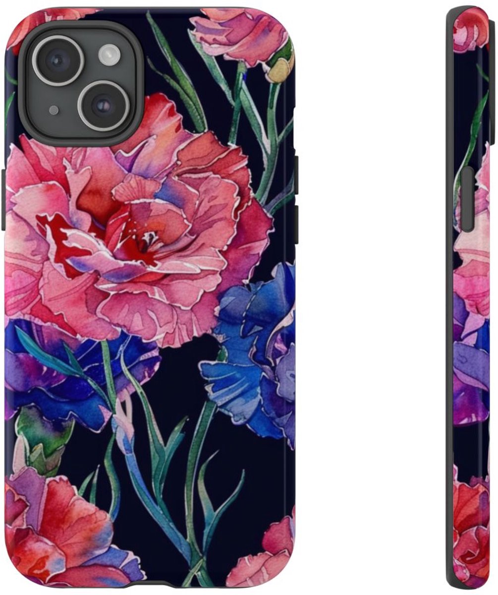 Aquarel Anjers Bloemenpatroon – Telefoonhoesje Geschikt voor iPhone 15 Plus