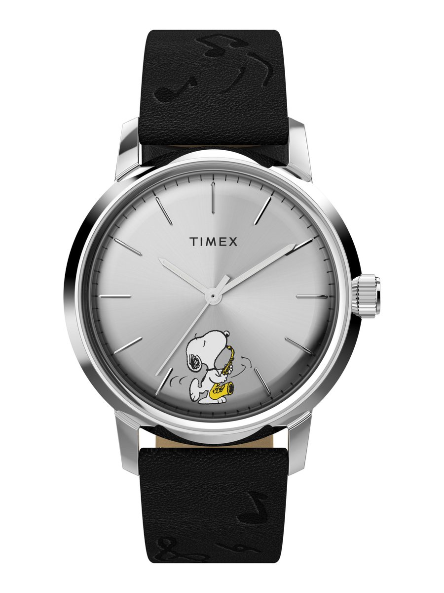 Timex Marlin® Automatic X Peanuts Saxophonist Automatic Wind Zwart Case: 100% Stainless Steel | Armband: 100% Leather 40 TW2W688000Q