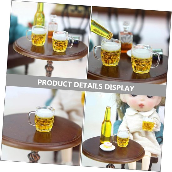 Realistische Mini Bier Mokken Modellen - 6 stks Miniatuur Bier Cups - Foto Rekwisieten voor Decoratieve Miniatuur Mokken van TOYANDONA — afbeelding 3