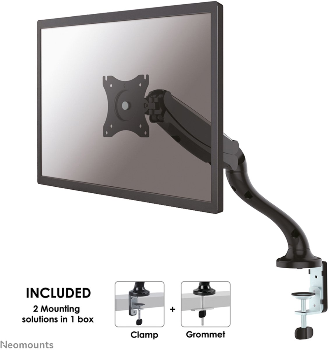 NEWSTAR NM-D500BLACK - monitorarm met gasveer - geschikt voor 1 monitor t/m 30" - zwart