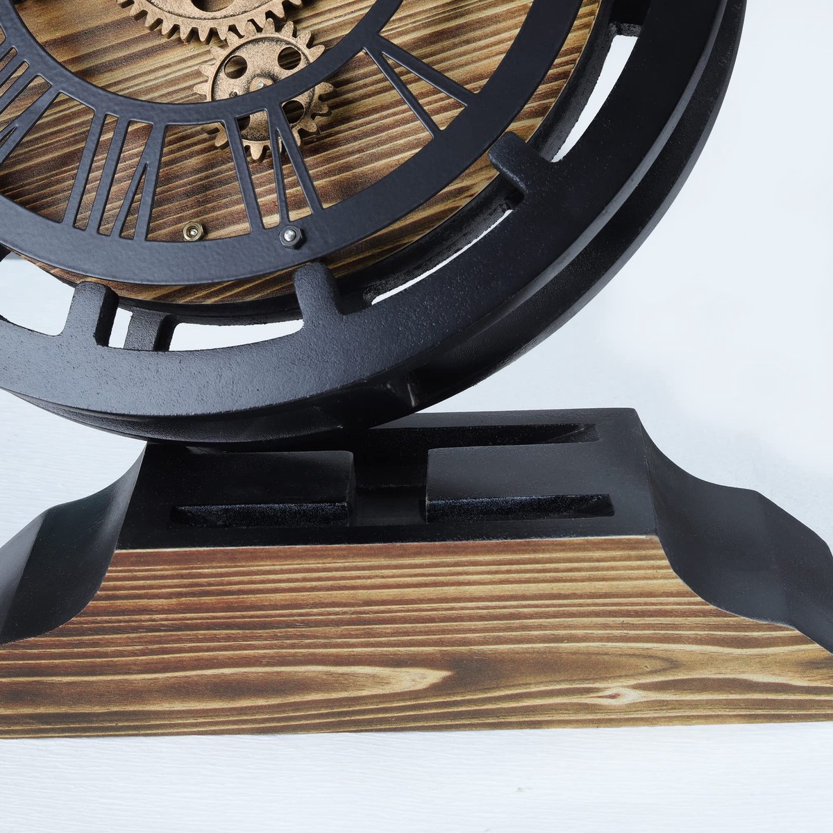 Tafelklok met Bewegende Tandwielen - Om te Bouwen tot Wandklok - Industrieel Steampunk - Zwart — cadeau in Wonen & Interieur - foto 6