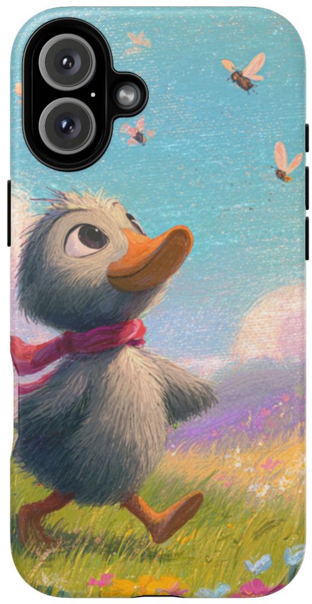 Vrolijk Eendje in Lenteweide – Telefoonhoesje Geschikt voor iPhone 16 Plus