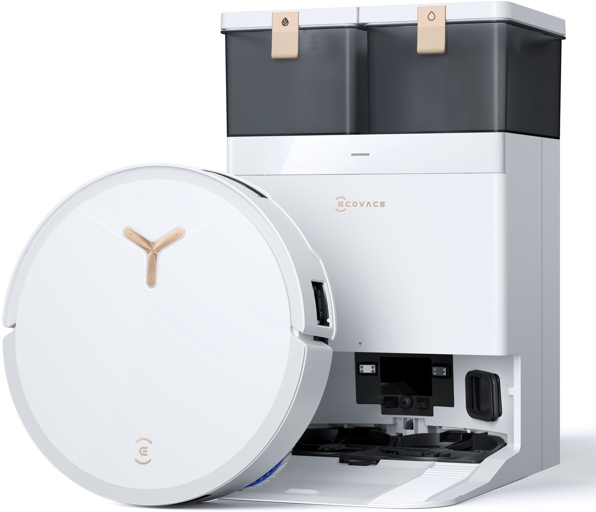 ECOVACS - DEEBOT T50 Max Pro Omni Gen 2 - Stofzuig- en dweilrobot - 18.500 Pa zuigkracht- Zelfreinigende Robotstofzuiger met Warmwater – Dweilsysteem - Automatisch Leegstation - Geschikt voor dierenharen
