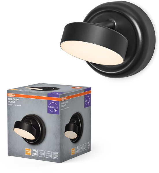 OSRAM Nightlux LED-lamp rond, 3000 K, dimbaar met USB-batterij, magnetisch, als nachtlampje of mobiele extra lamp voor hal, slaapkamer, plank van Merkloos — afbeelding 2