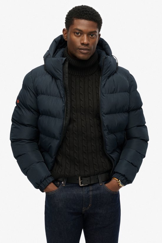 Superdry Jas Hooded Sports Puffer Jacket M5011950a Eclipse Navy Mannen Maat - 3XL