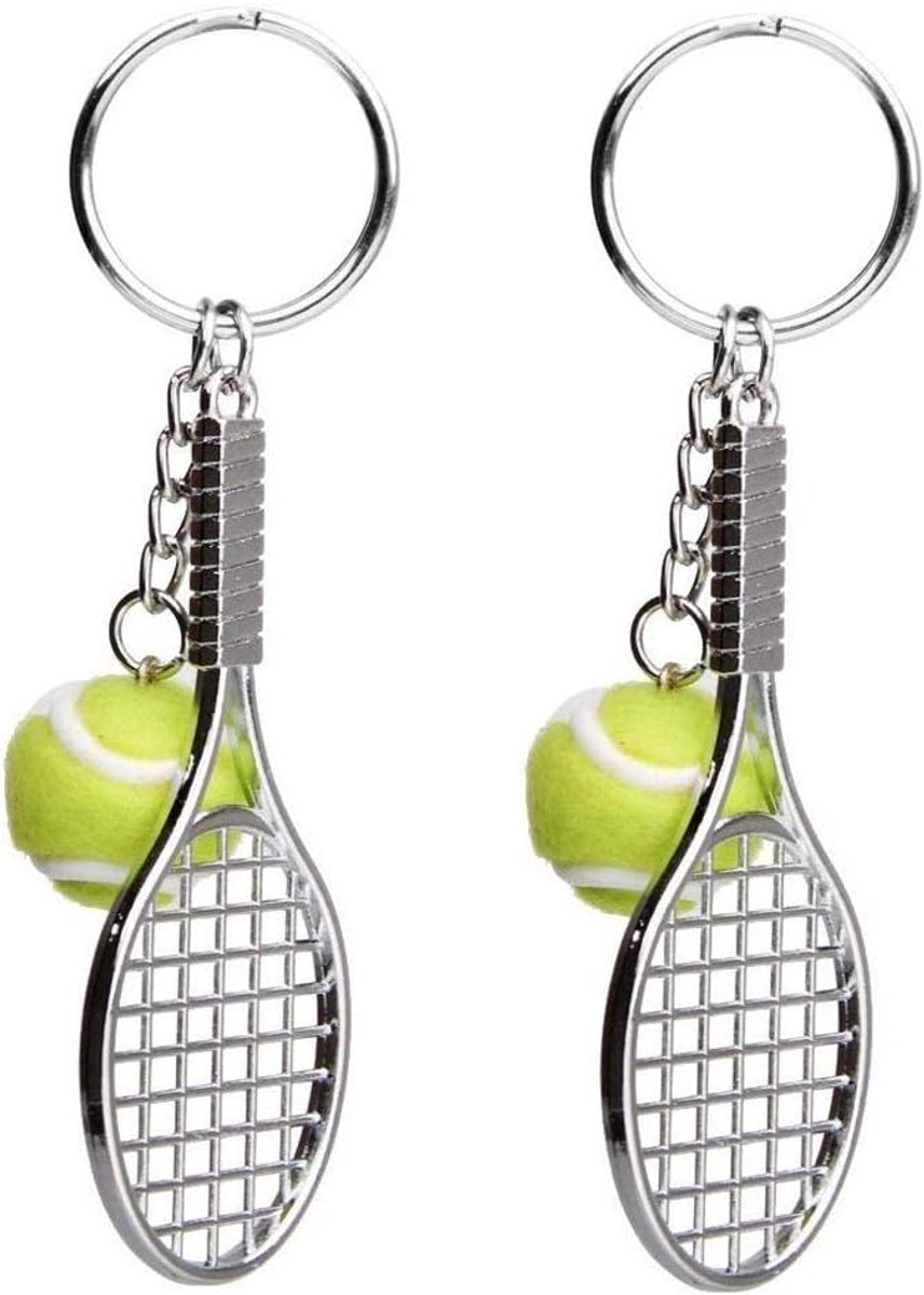 Sleutelhanger metalen tennisracket sleutelring sleutelhanger tennisbal