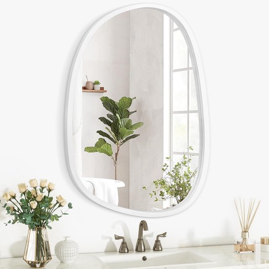 AAZZKANG Zwart Houten Frame Spiegel Moderne Onregelmatige