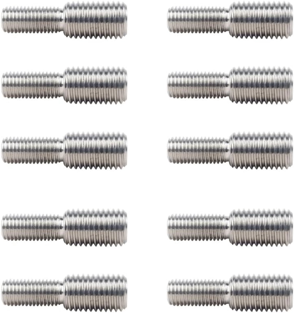 M8*20 to M10*20 Reduction Metric Thread Adapter, 10pcs Stainless Steel Double End Screw Bolt With Threaded For Construction, Furniture, Car