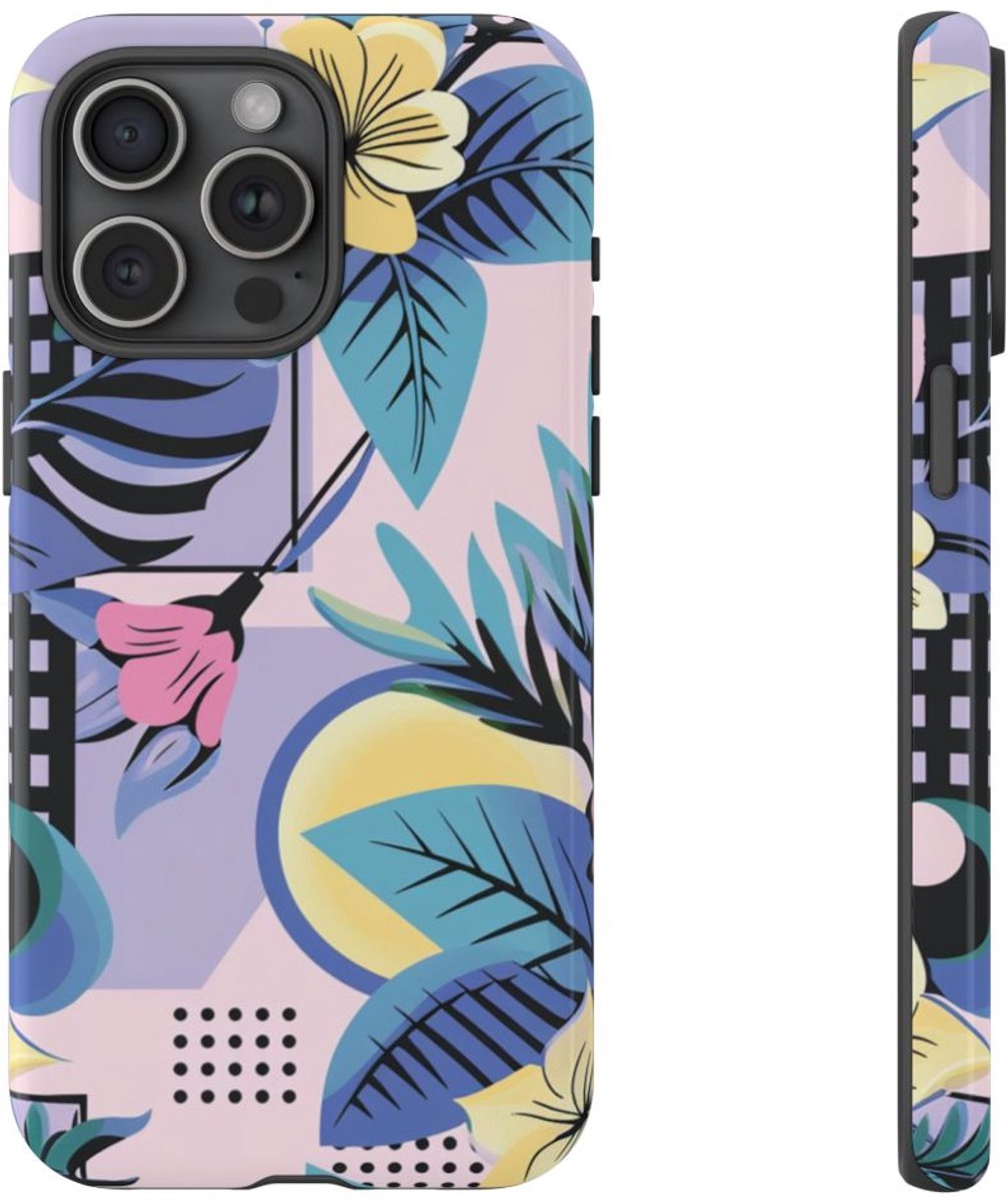Bloemrijk Geometrisch Patroon – Telefoonhoesje Geschikt voor iPhone 15 Pro Max