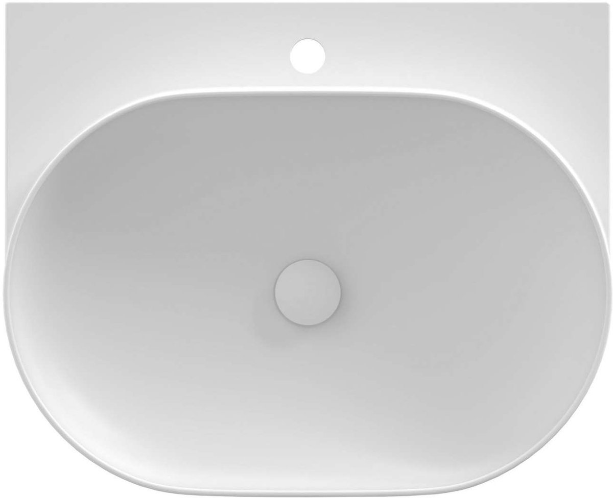 Ravak Yard - Wastafel, 61x50 cm, zonder overloop, kraangat, mat wit XJX0E260001