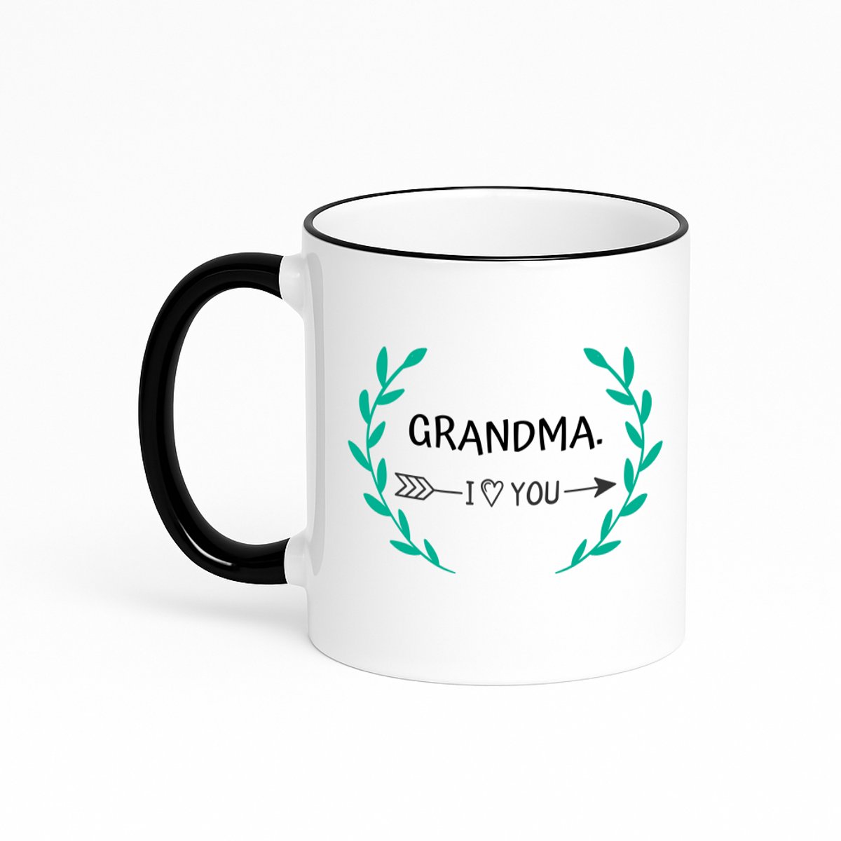 Hacebo® - grandma I love you koffiebeker met gekleurde rand zwart - Oma - de liefste oma - thee mok - koffie beker - verjaardag - cadeautje voor oma - oma artikelen - kado - geschenk - koffiemok - 330 ML