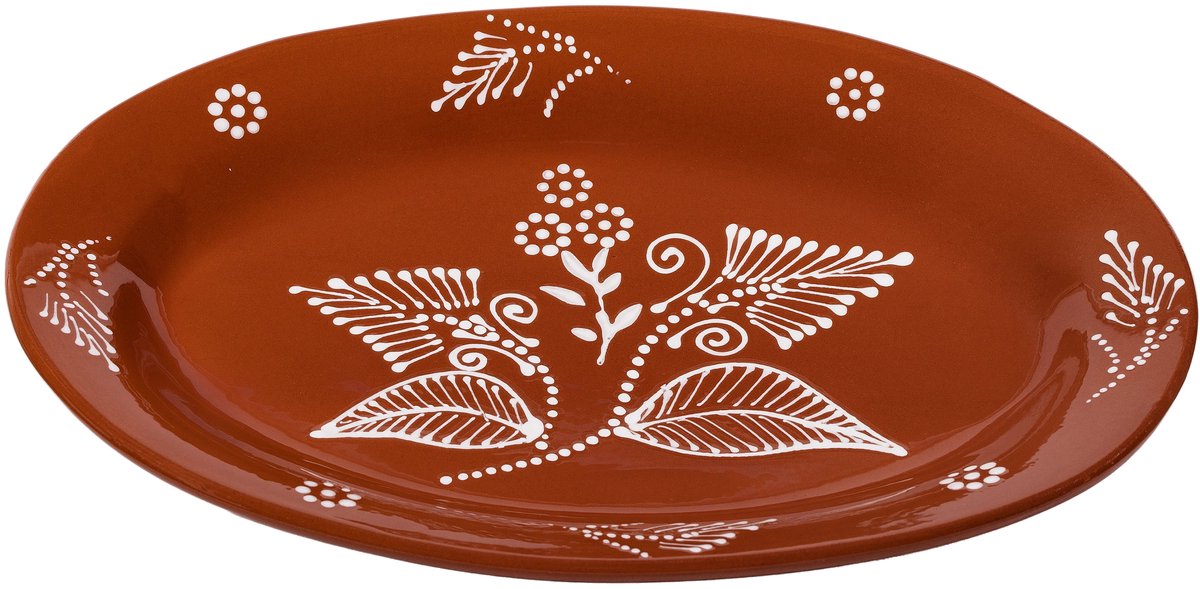 Socerâmica - Schaal terracotta wit beschilderd 40x26cm - Schalen