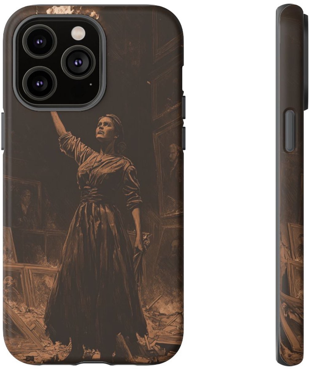 Vrouw met Fakkel in Vernielde Kamer – Telefoonhoesje Geschikt voor iPhone 14 Pro Max