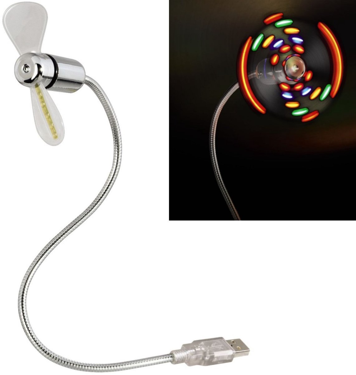 Hama 12110  Usb-Fan met gekleurde LED - Grijs