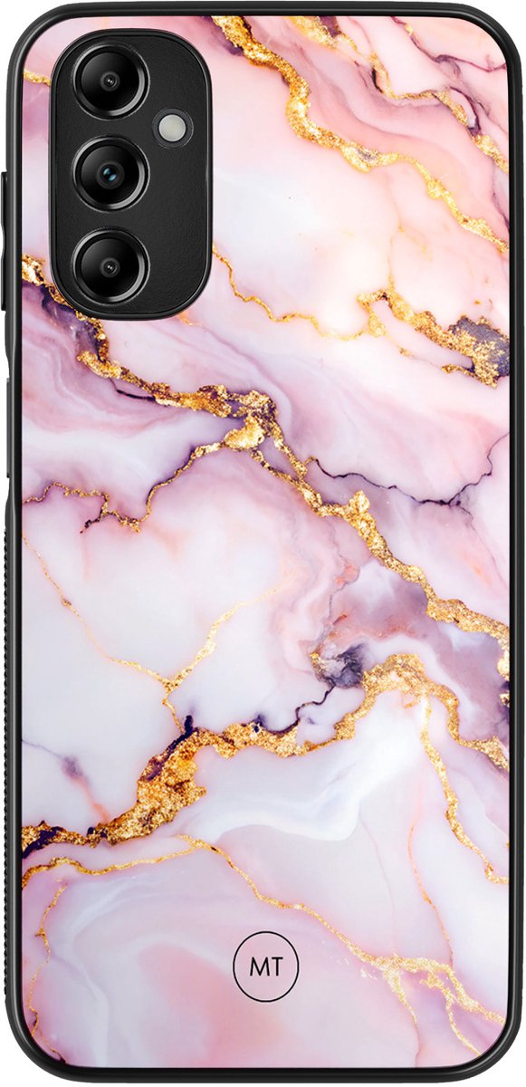 Hoesje geschikt voor Samsung Galaxy A14 5G - Marble pink - TPU Hard Case Backcover - Roze - Mooie Telefoonhoesjes