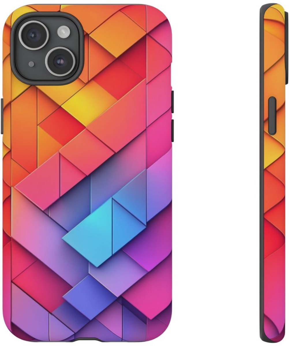 Kleurrijk Geometrisch Patroon – Telefoonhoesje Geschikt voor iPhone 15 Plus