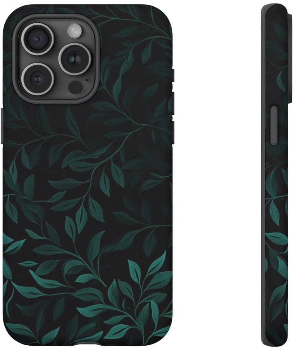 Bosgroen Bladerenpatroon – Telefoonhoesje Geschikt voor iPhone 15 Pro Max