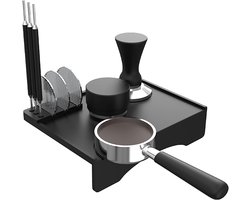 Espresso-aandrukmat, siliconen espresso-aandrukmat, kleine koffie-aandrukmat voor thuis, keuken, kantoor, bar, winkel, aanrecht, espressomachine, glad oppervlak, gemakkelijk schoon te maken, zwart, 7,7 x 5,8 inch