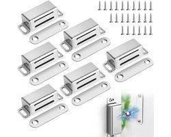 6x Kastmagneten Roestvrij Staal – Sterke Dubbele Magneten, 54x23mm, Veiligheid voor Kasten, Lades & Ramen, Eenvoudige Montage, Zilver