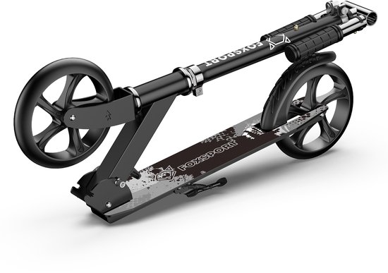 FOXSPORT Step - Draagkracht tot 100 kg - Opvouwbaar Step voor Kinderen/Volwassenen - voor Jongens en Meisjes - Drie instelbare hoogte-opties - PU-wielen van 20 cm - Step volwassenen met schokabsorptie - Zwart