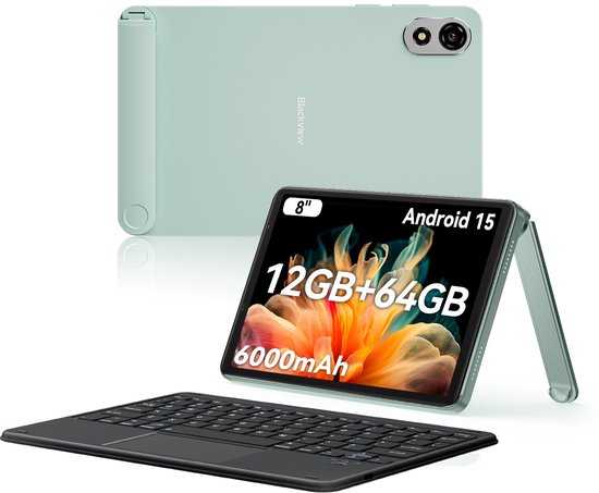 Blackview Link2 8 Pollici Tablet Android 15, 1340 * 800 Display, 12GB RAM + 128GB ROM/1TB TF, Tablet in Offerta, Gemini AI 2.0, Face ID, Widevine L1/5G WiFi/5000mAh/8MP + 5MP/GPS/OTG/OTA/Bluetooth5.0