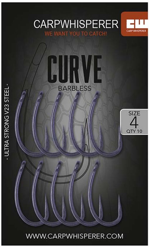 Carp Whisperer - Curve Haak - 10 stuks - Haak Maat: 8 - Barbless van Carp Whisperer — afbeelding 2