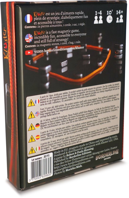 Kluster - Gezelschapsspel - Magnetenspel - 1 tot 4 spelers - vanaf 14 jaar