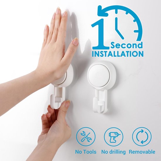 YUET 2 Stuks Haken Met Vacuüm Zuignap, Waterdichte Handdoekhouder Zonder Boren, Voor Badkamer, Keuken of Glazen Deur (Zwart