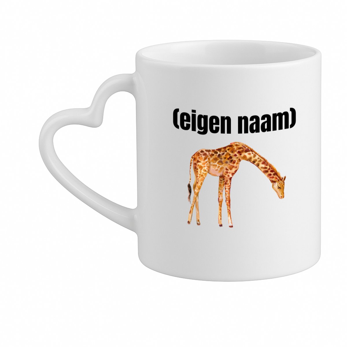 Hacebo® - giraffe met eigen naam koffiebeker met hart oor wit - Giraffe - giraffe liefhebbers - thee mok - koffie beker - dieren liefhebber - leuk cadeau voor iemand die houdt van giraffen - cadeau - kado - koffiemok - 330 ML