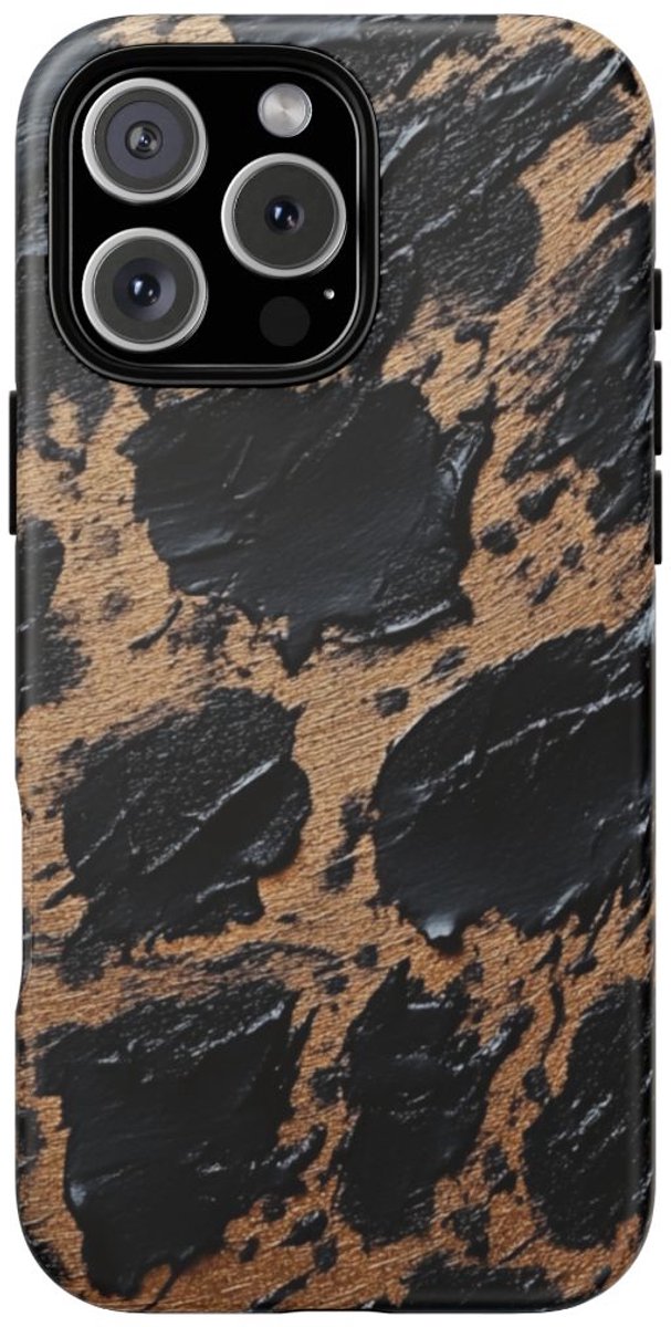 Zwart-Bruin Abstracte Textuur – Telefoonhoesje Geschikt voor iPhone 16 Pro Max