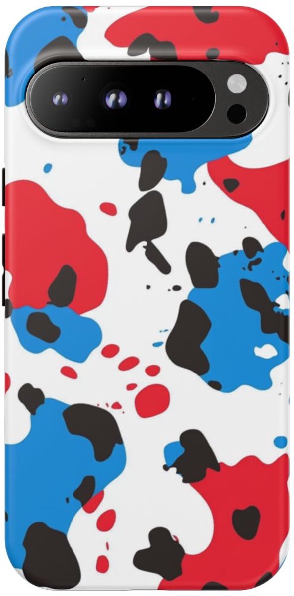 Rode en Blauwe Abstracte Vlekken – Telefoonhoesje Geschikt voor Pixel 9 Pro XL