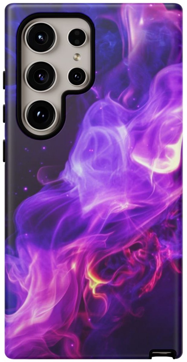 Paarse en Blauwe Abstracte Rook – Telefoonhoesje Geschikt voor Galaxy S24 Ultra