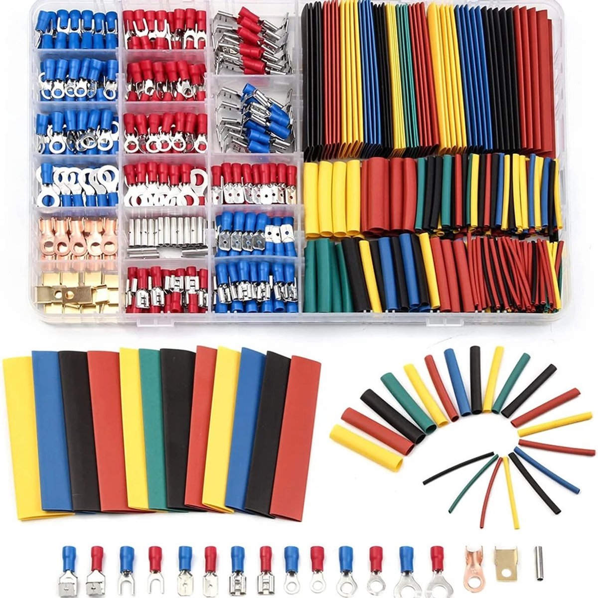 PROKING Kabelschoen en Krimpkous - Assortiment doos - 678 delig - Kabel schoen - Krimp kous - Auto - Motor - Caravan - Camper