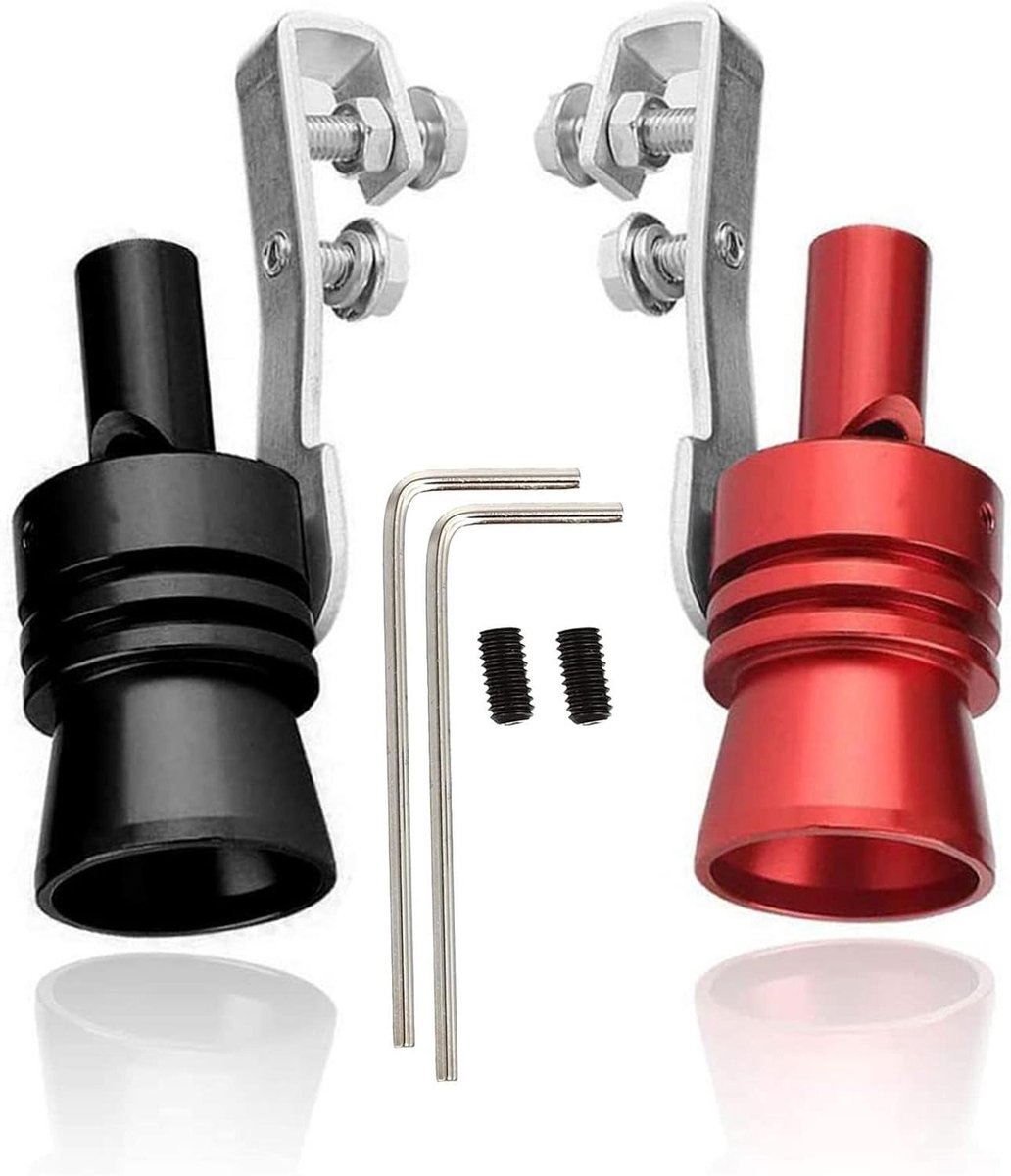 Image of 2 stuks auto uitlaatpijp turbo geluid fluitje simulator pijp voor eindpijpen zwart + rood - Verbeter het auto-klinkend effect met deze uitlaatpijpen