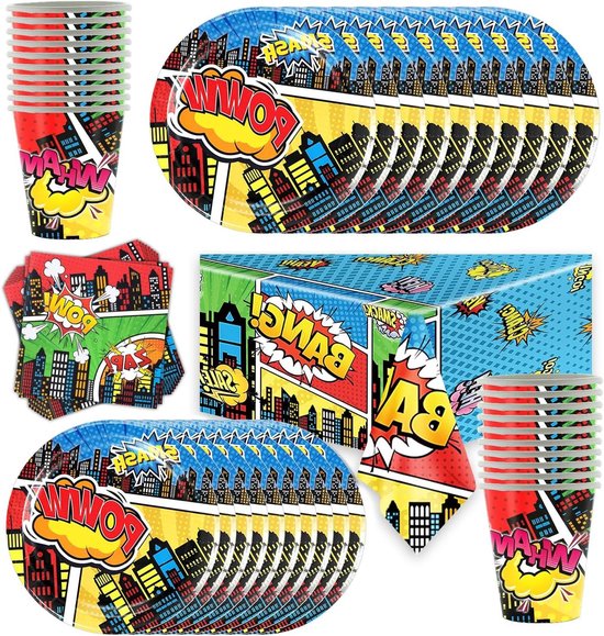 Inovra Plus - City Heroes Feestartikelen Set voor 20 Personen - Superheld Thema Verjaardagsfeest Decoratie