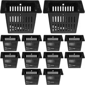 Mini-vierkante vijverplantenmanden - Set van 12 stuks - Voor hydrocultuur - Aquaponics - 65 x 65 cm - Bodemloze cultuur