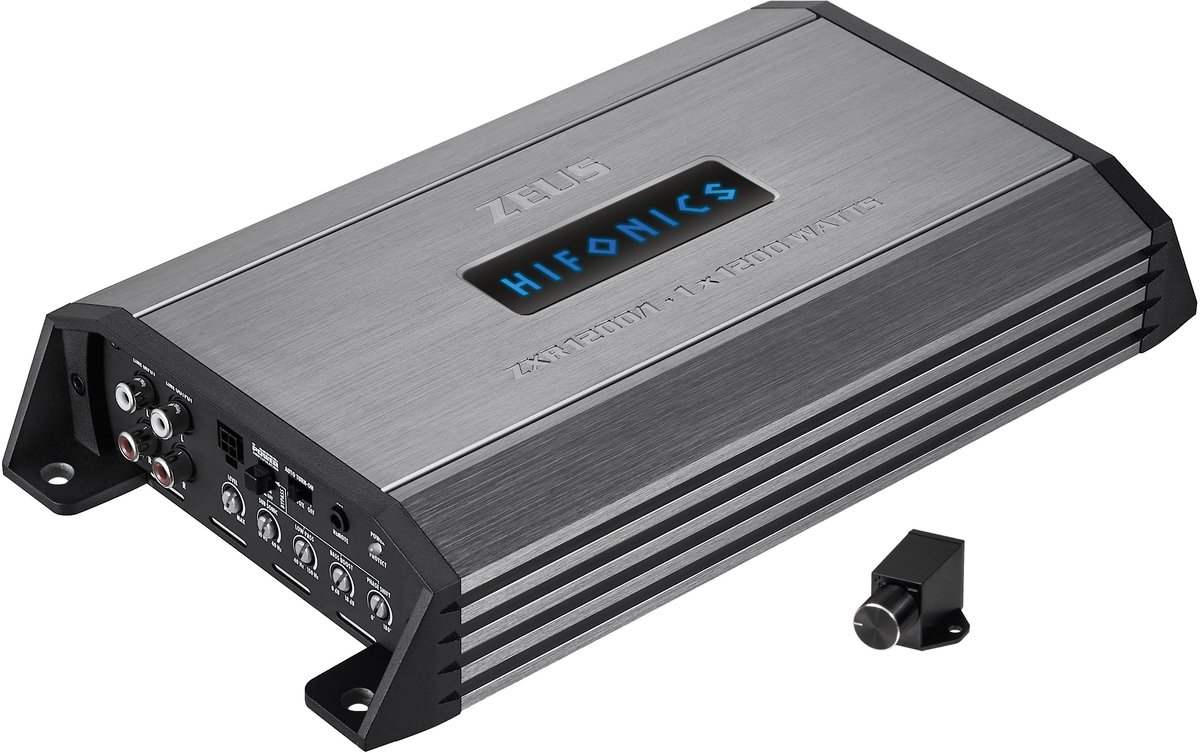 Hifonics Zeus ZXR1200/1 Monoblok Versterker 1200W RMS / 1 ohm / Auto versterker / incl Bass Level Remote Controller