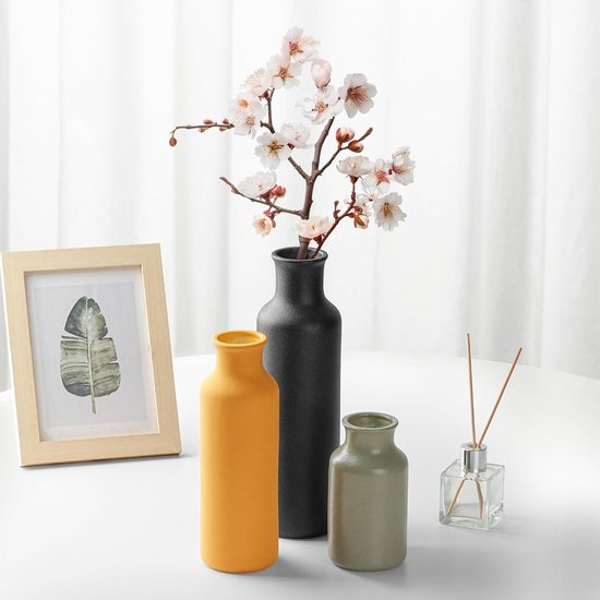 Kleurrijke Vazen Voor De Herfst, Set Van 3, Moderne Kleine Bloemenvazenset Noordse Geglazuurde Tafelvaas Voor Bureau Open Haard Woonkamer Bloemenvazen 18 13 Cm Hoogte