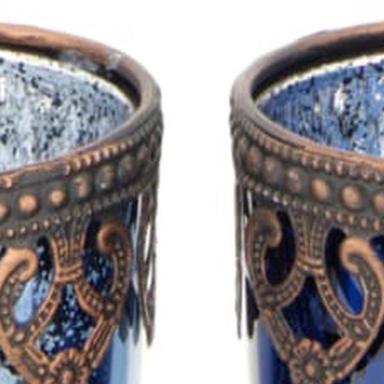 Dijk natural collections - Kaarshouder glas l7b7h8 cm blauw